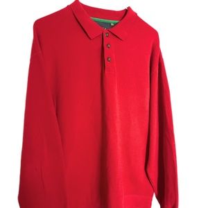 Orvis Knit Sweater Mens Red Sweatshirt Pullover 1/4 Zip ￼Contrast Trim Sz XL.